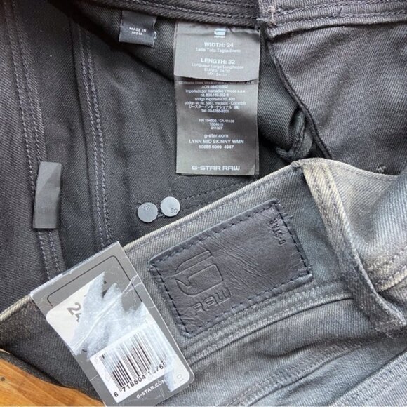 G-star Raw Lynn fit jeans faux leather mid rise skinny glitter slander black 24 - Picture 7 of 14
